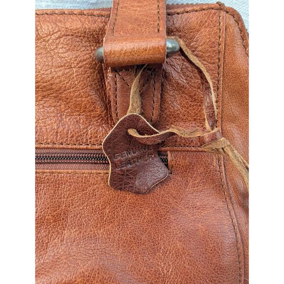 Spikes & Sparrow Brown Handbag Shoulder Bag Purse Distressed Leather Satchel - Picture 6 of 9